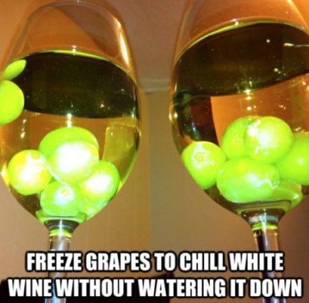 Freeze grapes to chill wine