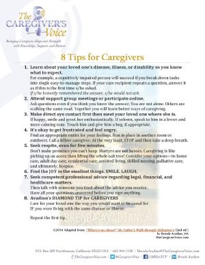 Eight Tips For Caregivers