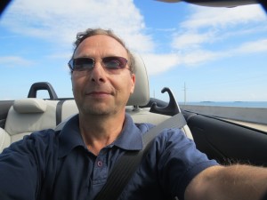 Michael Ellenbogen drives in the Florida Keys