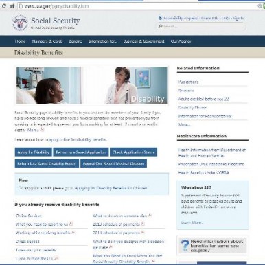 Social Security Disability Benefits page