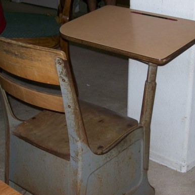 Eric Riddle's old-fashioned school desk