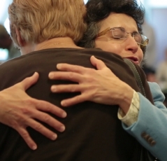 Brenda Avadian Hugging a caregiver