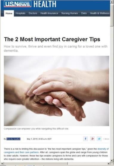 Caregiver Tips at U.S. News & World Report - Brenda Avadian
