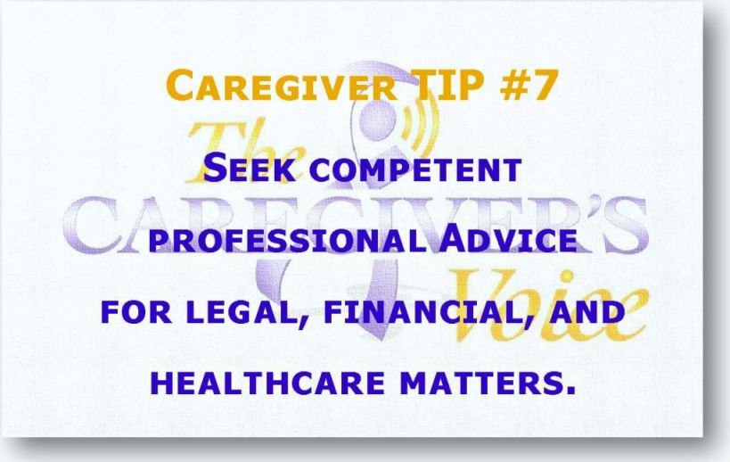 Avadian's Caregiver TIP 7 of 8 - Seek competent professional advice