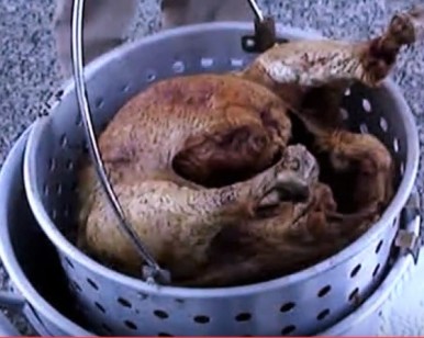 Deep fried Turkey - removing from Fryer