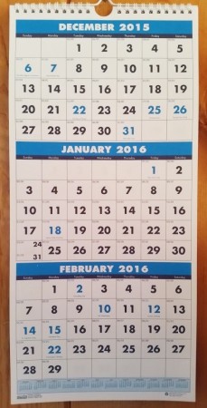 House of Doolittle 3 month vertical calendar