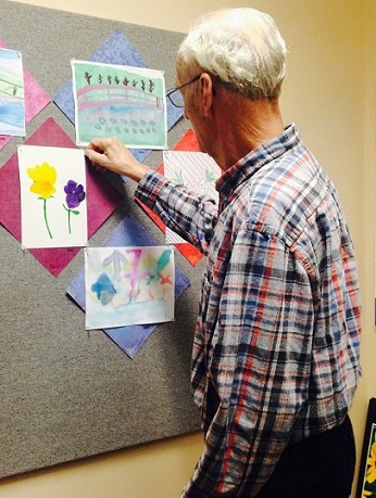 Bob Zschocher at "work" at the adult day center