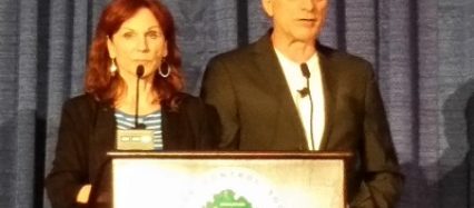 Marilu Henner and Michael Brown speaking at Cancer Convention