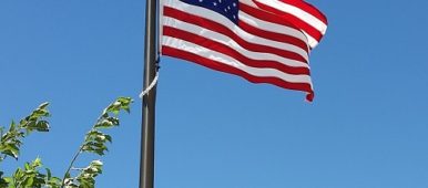 United States flag flying freely