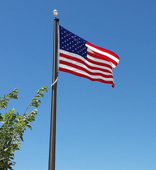 United States flag flying freely