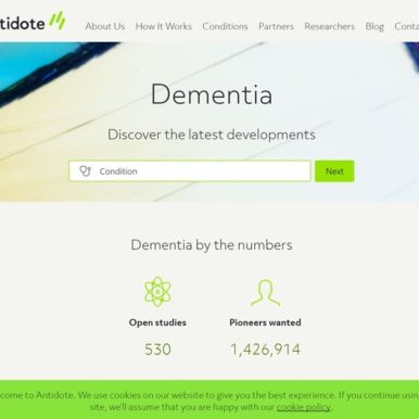 Antidote website Dementia screenshot 8-14-2017