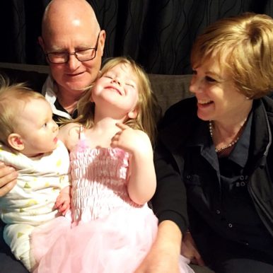 Alister and Charlene Robertson with their granddaughters Harper and Darcy