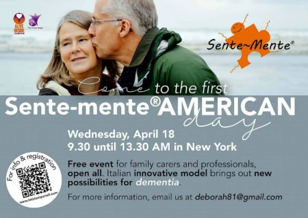 Italian-based Sente-Mente day in N.Y. on April 18 for caregivers for people with dementia - invitation flyer