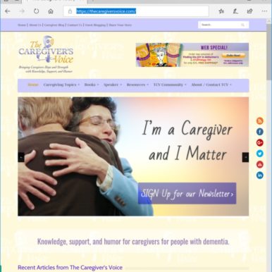 The Caregivers Voice Home page - https closed padlock