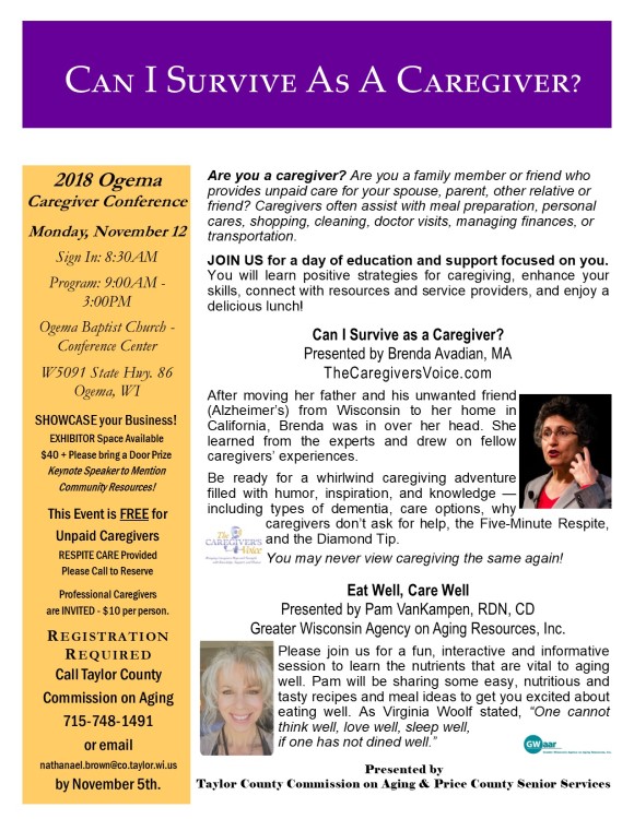 Can I Survive as a Caregiver Conference Nov 12 2018
