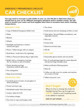 Emergency Preparedness Toolkit - Car Checklist