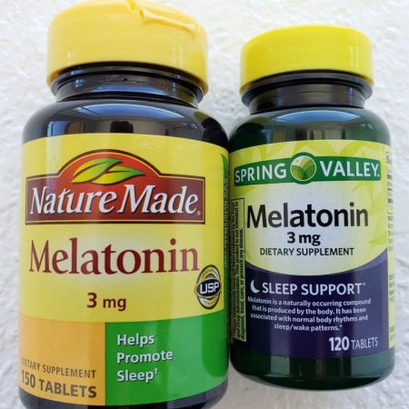 Two bottles of melatonin - a chemical our bodies produce when we're in deep sleep