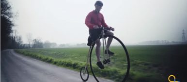 Peter Berry with Younger Onset Alzheimer's finds purpose cycling - pictured here riding a penny farthing