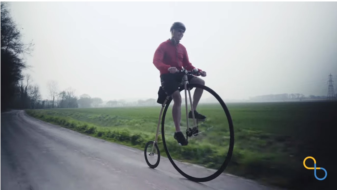 Peter Berry with Younger Onset Alzheimer's finds purpose cycling - pictured here riding a penny farthing