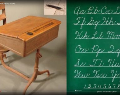 Here Today, Gone Tomorrow video - old school desk and cursive handwriting