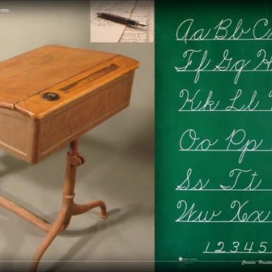 Here Today, Gone Tomorrow video - old school desk and cursive handwriting