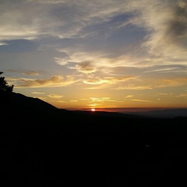 Sunset along a ridge in Southern California