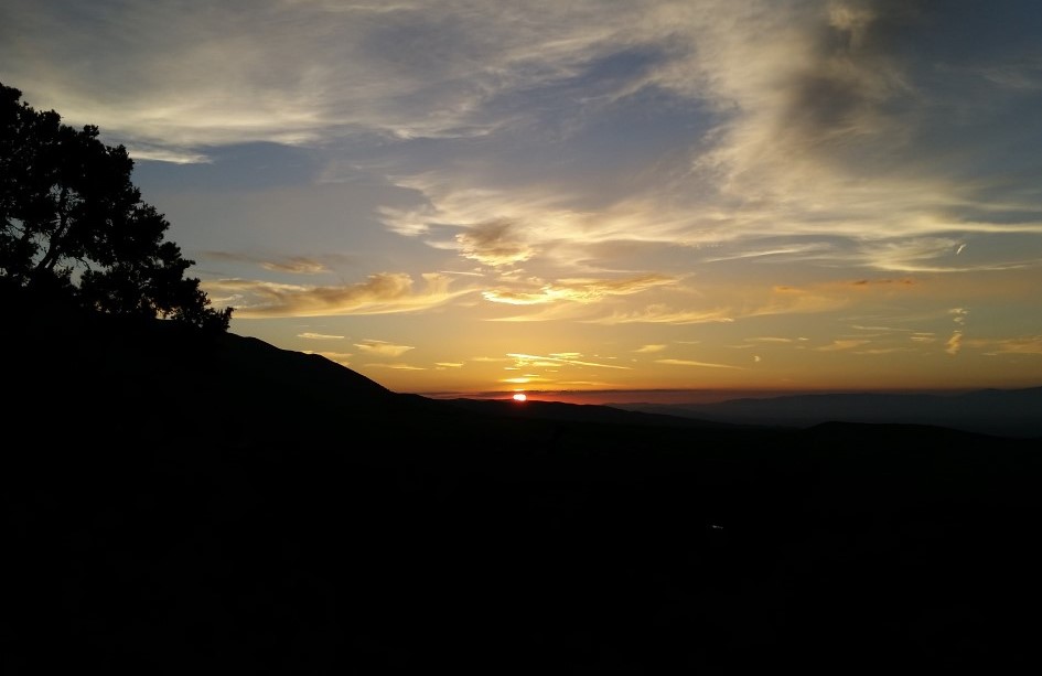 Sunset along a ridge in Southern California