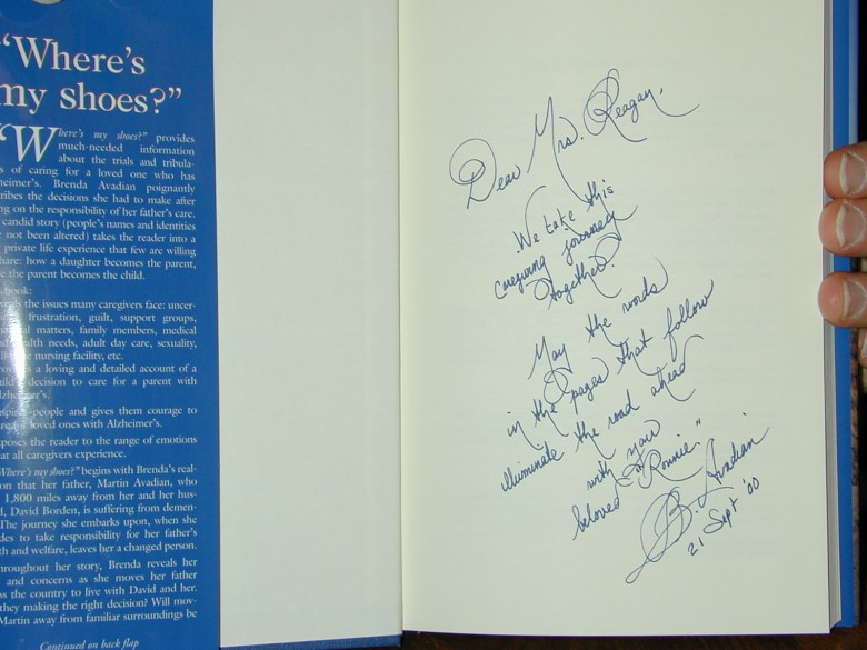 Hard Cover edition of Where's my shoes Signed for First Lady Nancy Reagan