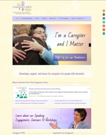 The Caregiver's Voice homepage featuring banner: I'm a Caregiver and I Matter.
