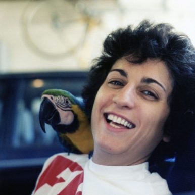 Brenda Avadian in the 1990s taking time off for a little fun w a Macaw