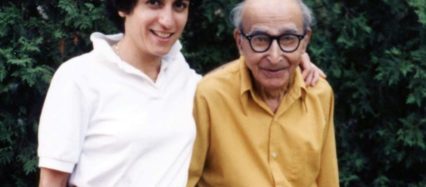 Brenda Avadian with her father, Martin Avadian, standing under his apple tree