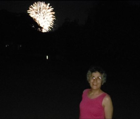 Brenda Avadian w Fireworks in background