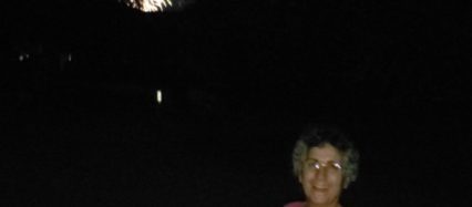 Brenda Avadian w Fireworks in background