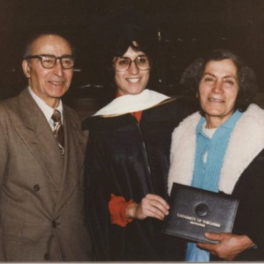 Brenda Avadian at her graduation with her proud parents