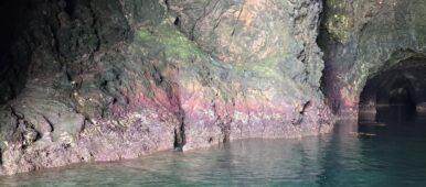 Entering the Painted Cave at Santa Cruz Island, the largest of the 8 Channel Islands off the coast of California