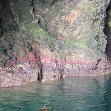 Entering the Painted Cave at Santa Cruz Island, the largest of the 8 Channel Islands off the coast of California