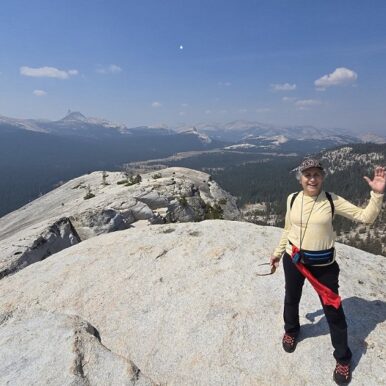 Brenda Avadian on top of Lembert Dome in Yosemite