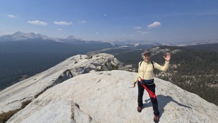 Brenda Avadian on top of Lembert Dome in Yosemite