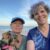 Carol-Lindsay-and-sister-Marjorie-holding-dog-at-Carolina-beach-2024
